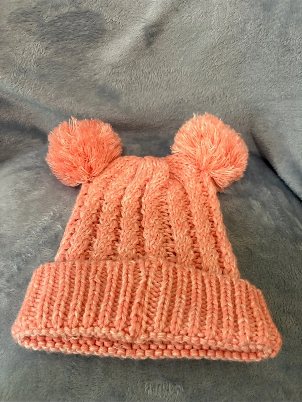 MOK Kids Coral Knit Beanie with Double Pom Poms